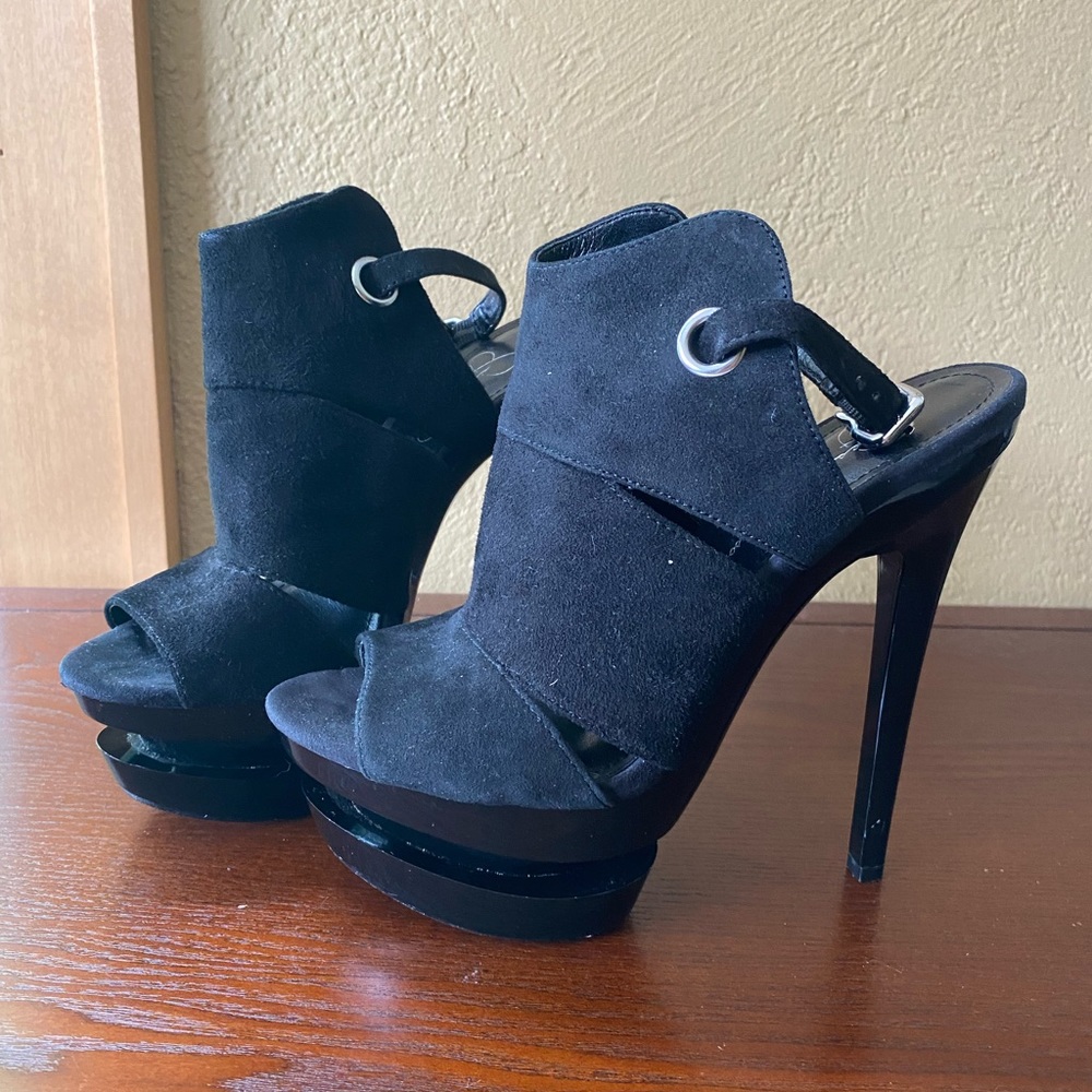 Jessica Simpson Black Double Platform Heels 6-1/2